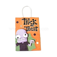 Halloween Theme Kraft Paper Gift Bags, Shopping Bags, Rectangle, Colorful, Skull Pattern, Finished Product: 21x14.9x7.9cm(CARB-A006-01K)