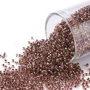 TOHO Round Seed Beads, Japanese Seed Beads, (746) Copper Lined Light Amethyst, 15/0, 1.5mm, Hole: 0.7mm, about 3000pcs/bottle, 10g/bottle(SEED-JPTR15-0746)
