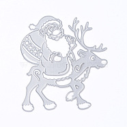 Christmas Theme Frame Carbon Steel Cutting Dies Stencils, for DIY Scrapbooking/Photo Album, Decorative Embossing DIY Paper Card, Santa Claus with Reindeer, Matte Platinum Color, 107x99x0.8mm(DIY-F046-07)