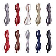 PandaHall Elite Imitation Leather Cords, with Back in Random Color, Mixed Color, 10x2~2.5mm, about 1.2m/strand, 10strands/set(LC-PH0001-04)