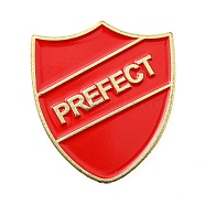 Prefect Shield Badge, Enamel Pin, Light Gold Alloy Brooch for Backpack Clothes, Crimson, 30.5x27x1.5mm(JEWB-H011-01G-B)