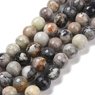 Natural Polychrome Jasper/Picasso Stone/Picasso Jasper Bead Strands, Faceted(128 Facets), Round, 10mm, Hole: 1.2mm, about 39pcs/strand, 15.16''(38.5cm)(G-E571-17B)