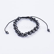 Adjustable Nylon Cord Braided Bead Bracelets, with Magnetic Synthetic Hematite Round Beads, 2 inch(50mm)(BJEW-F308-50)