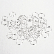 Iron Open Jump Rings, Silver Color Plated, 18 Gauge, 10x1.0mm, Inner Diameter: 8mm, about 660pcs/100g(X-IFIN-A018-10mm-S)