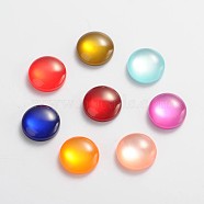 Resin Cabochons, Imitation Cat Eye, Half Round, Mixed Color, 12x4mm(X-CRES-R062-12mm-M)