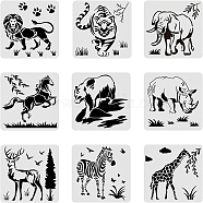 Large Plastic Reusable Drawing Painting Stencils Templates, for Painting on Scrapbook Fabric Tiles Floor Furniture Wood, Square, Animal Pattern, 300x300mm(DIY-WH0172-022I)