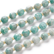 Natural Amazonite Beads Strands, Faceted, Round, 7x7x8mm, Hole: 0.8mm, about 38pcs/Strand, 15.35 inch(39cm)(G-K303-A07-8mm)