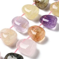 Natural Rose Quartz & Amethyst & Yellow Quartz & Lemon Quartz & Prehnite Beads Strands, Teardrop, Top Drilled, 22.5~26x14.5~19x12~14.5mm, Hole: 0.9mm, about 8~9pcs/strand, 7.48''~8.66''(19~22cm)(G-P528-E03-01)