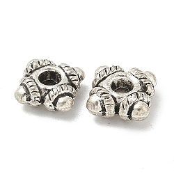 Alloy Spacer Beads, Cadmium Free & Lead Free, Square, Antique Silver, 7x7x3.5mm, Hole: 1.6mm, about 1694pcs/1000g(TIBE-P003-06AS)