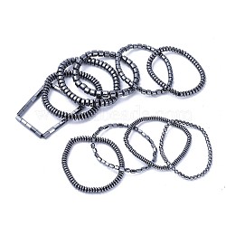 Non-magnetic Synthetic Hematite Stretch Bracelets, Mixed Shapes, Original Color, 7-7/8 inch~8-1/4 inch(20~21cm)(BJEW-F376-03)