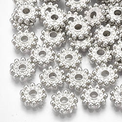 CCB Plastic Spacer Beads, Flower, Platinum, 8.5x2mm, Hole: 2mm(CCB-T006-086P)