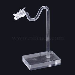Dragon Head Organic Glass Earring Display Stands, Jewelry Display Rack, Clear, 12.3x7.6x4.9cm(EDIS-N009-04)