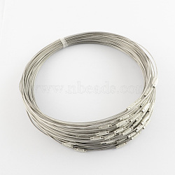 Stainless Steel Wire Necklace Cord DIY Jewelry Making, with Brass Screw Clasp, Dark Gray, 17.5 inch(X-TWIR-R003-23)