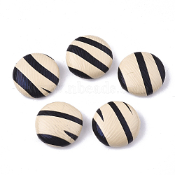 Imitation Leather Cabochons, with Aluminum Bottom, Flat Round, Platinum, Linen, 15x5mm(WOVE-S118-14H)
