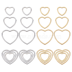 48Pcs 3 Sizes 2 Colors 304 Stainless Steel Linking Ring, Heart, Golden & Stainless Steel Color, 10.5~18x11.5~19.5x1mm, 8pcs/style(STAS-SC0007-43)