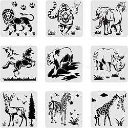 Large Plastic Reusable Drawing Painting Stencils Templates, for Painting on Scrapbook Fabric Tiles Floor Furniture Wood, Square, Animal Pattern, 300x300mm(DIY-WH0172-022I)