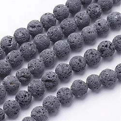 Unwaxed Natural Lava Rock Bead Strands, Round, 6mm, Hole: 1mm, about 62pcs/strand, 15.5 inch(G-F309-6mm)