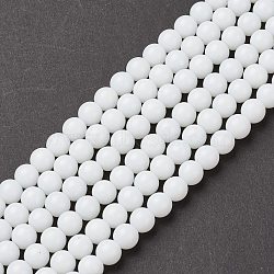 Round White Glass Beads Strands, 8mm, Hole: 1mm, about 40pcs/strand, 11~12 inch(X-GR8mm26Y)
