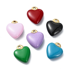 Ion Plating(IP) Real 18K Gold Plated 304 Stainless Steel Pendants, with Enamel, Heart Charms, Mixed Color, 12x10.5x5mm, Hole: 1.2mm(STAS-L024-019G)