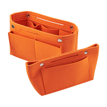 Felt Tarp Zip Cosmetic Pouches, Rectangle, Dark Orange, 15.1x31x9cm, Unfold: 15.1x22x9.4mm