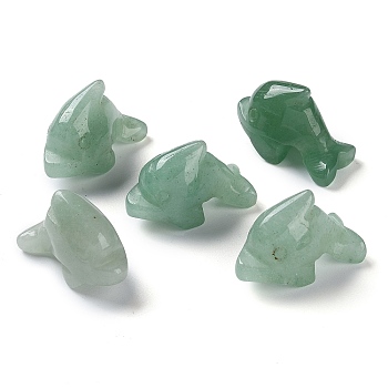 Natural Green Aventurine Carved Healing Dolphin Figurines, Reiki Energy Stone Display Decorations, 25~27x13x17~19mm