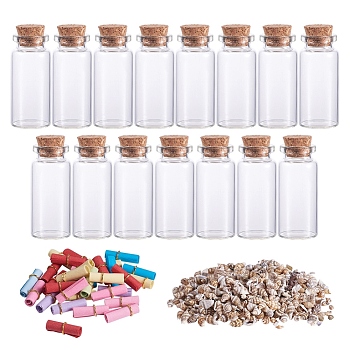 BENECREAT DIY Making, Glass Jar Bead Containers, No Hole Spiral Shell Beads and DIY Paper Slip Rolls Pills, Mixed Color, 170x130x50mm