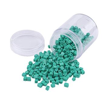 Opaque Colors Glass Seed Beads, Round Hole, Cube, Light Sea Green, 3~7x3x3mm, Hole: 0.5mm, about 400pcs/box