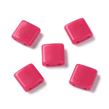 Opaque Acrylic Slide Charms, Square, Cerise, 5.2x5.2x2mm, Hole: 0.8mm