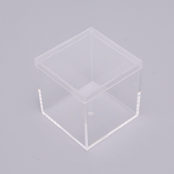 Plastic Box, Transparent, Square, Clear, 5.5x5.5x5.5cm, Inner Size: 5.1x5.1cm