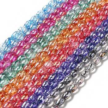 Electroplate Transparent Glass Beads Strand, AB Color Plated, Faceted, Oval, Mixed Color, 11.5~12x8mm, Hole: 1.2mm, about 45~48pcs/strand, 20.87~22.20 inch(53~56.4cm)