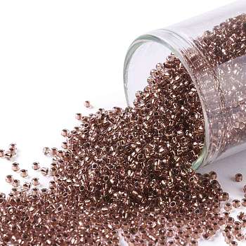 TOHO Round Seed Beads, Japanese Seed Beads, (746) Copper Lined Light Amethyst, 15/0, 1.5mm, Hole: 0.7mm, about 3000pcs/bottle, 10g/bottle