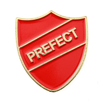 Prefect Shield Badge, Enamel Pin, Light Gold Alloy Brooch for Backpack Clothes, Crimson, 30.5x27x1.5mm