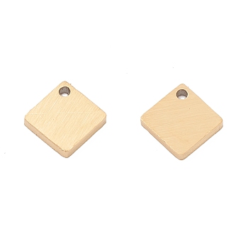 Ion Plating(IP) 304 Stainless Steel Pendants, Stamping Blank Tag, Laser Cut, Double Side Drawbench Effect, Rhombus, Real 24K Gold Plated, 7x7x1mm, Hole: 0.8mm