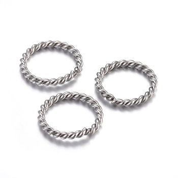 304 Stainless Steel Jump Rings, Open Jump Rings, Twisted, Stainless Steel Color, 12x1.5mm, Inner Diameter: 9mm