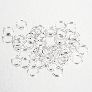 Iron Open Jump Rings, Silver Color Plated, 18 Gauge, 10x1.0mm, Inner Diameter: 8mm, about 660pcs/100g