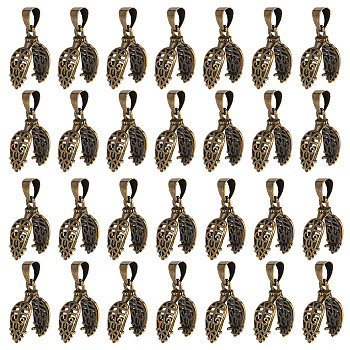 30Pcs Brass Ice Pick Pinch Bails, Antique Bronze, 18.5mm, Hole: 5x4mm