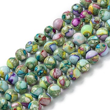 Natural Howlite Beads Strands, Dyed, Round, Dark Sea Green, 6~6.5mm, Hole: 1.2mm, about 62~64pcs/strand, 14.96~15.35 inch(38~39cm)(G-L575-02E-A)