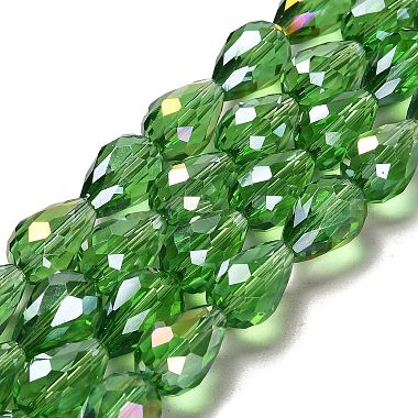 15mm LimeGreen Drop Electroplate Glass Beads
