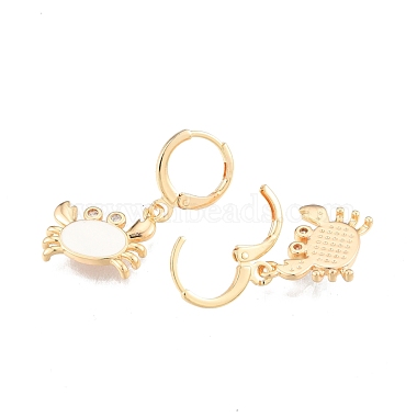 Boucles d'oreilles pendantes crabe en zircone cubique transparente avec émail(EJEW-N012-96)-3