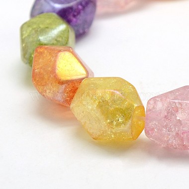 Electroplate AB Color Plated Synthetic Crackle Quartz Nuggets Beads Strands(G-L151-02B)-2