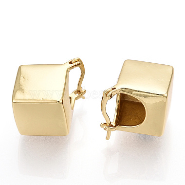 Brass Rhombus Thick Hoop Earrings for Women(EJEW-F303-05G)-2