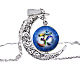 Moon with Sun Glass Pendant Necklace(CHAK-PW0001-020A)-1