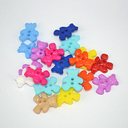 Little Bear 2-hole Sewing Buttons, Resin Button
, Mixed Color, about 20mm long, 16mm wide, hole: 1.5mm, about 400pcs/bag(FNA14U0)