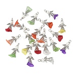 50Pcs Glass Pearl & Acrylic Pendans, Angel, with Iron Findings, Mixed Color, 29mm(PALLOY-JF03947)