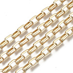 Unwelded Iron Box Chains, Venetian Chains, with Spool, Light Gold, 11.7x7.5x3.6mm, about 32.8 Feet(10m)/roll(CH-S125-13A-05)