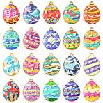 40Pcs 20 Styles Printed Alloy Pendants, with Plastic Pearls, Oval, Mixed Color, 23x17x4mm,  Hole; 1.5mm, 2pcs/style(FIND-CJ0011-18)