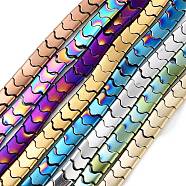 Synthetic Non-magnetic Hematite Beads Strands, Long-Lasting Plated, Wave Shape, 2-Hole, Mixed Color, 7.5~8x8x3mm, Hole: 1mm, about 68pcs/strand, 15.35''(39cm)(G-P545-I01-01)