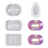 Cheriswelry 4Pcs 4 Style DIY Soap Box Silicone Molds, Resin Casting Decoration Molds, For UV Resin, Epoxy Resin Making, Palm & Oval & Octagon & Rectangle, White, 97~132x56~92x20~25mm, 1pc/style(DIY-CW0001-27)