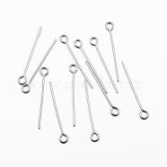 304 Stainless Steel Eye Pin, Stainless Steel Color, 25x0.8mm, Hole: 2mm, Pin: 0.8mm(STAS-H376-109)