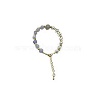 Natural Aquamarine Round Beaded Bracelet, Golden, 7-1/8~9-1/8 inch(18~23cm)(NC1314-16)